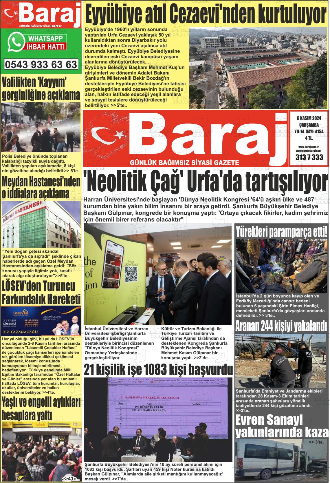 06 Kasım 2024 Baraj Gazete Manşeti