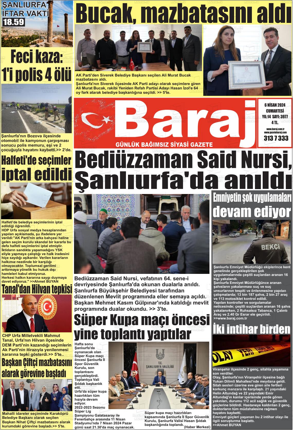 06 Nisan 2024 Baraj Gazete Manşeti