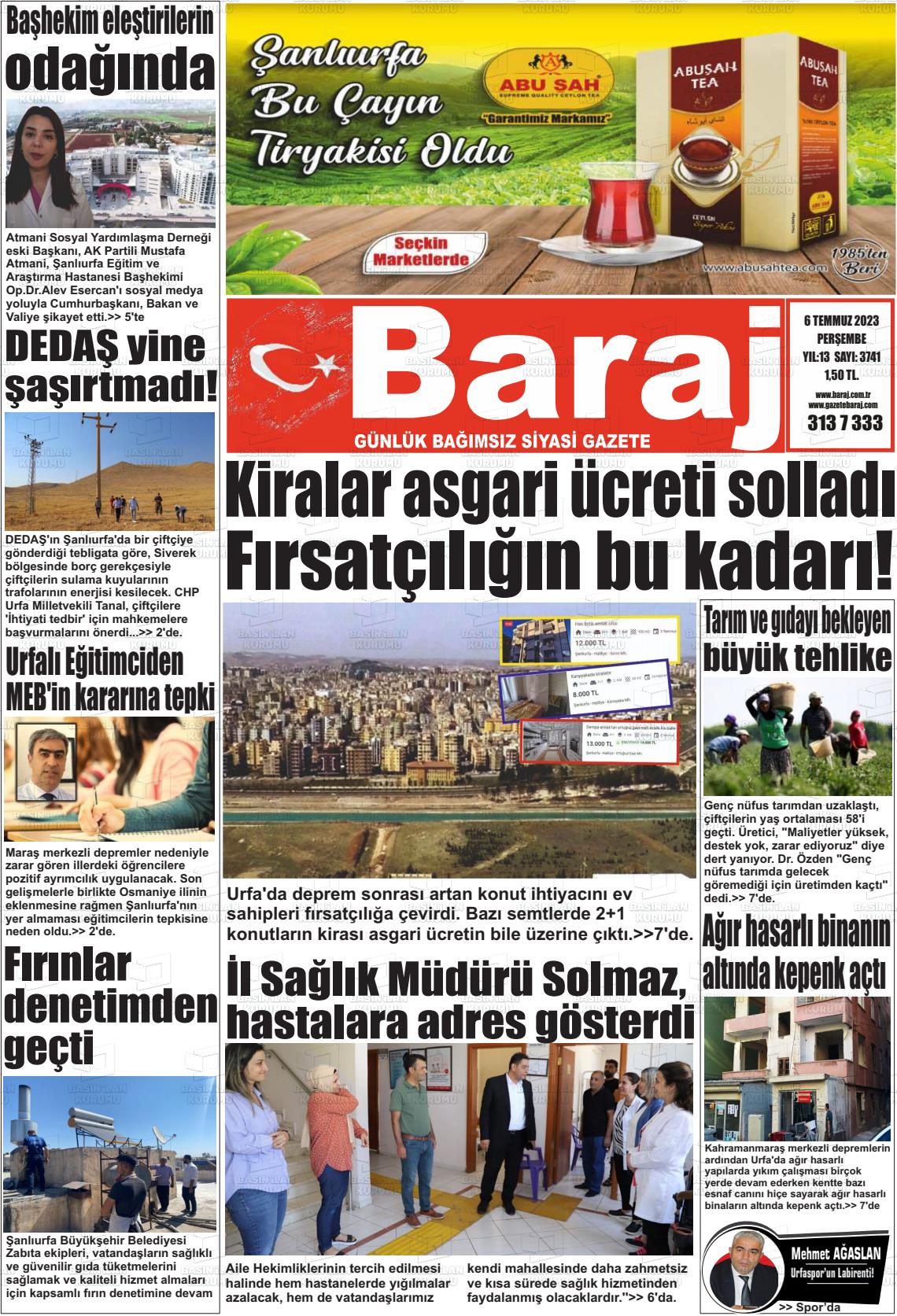 06 Temmuz 2023 Baraj Gazete Manşeti