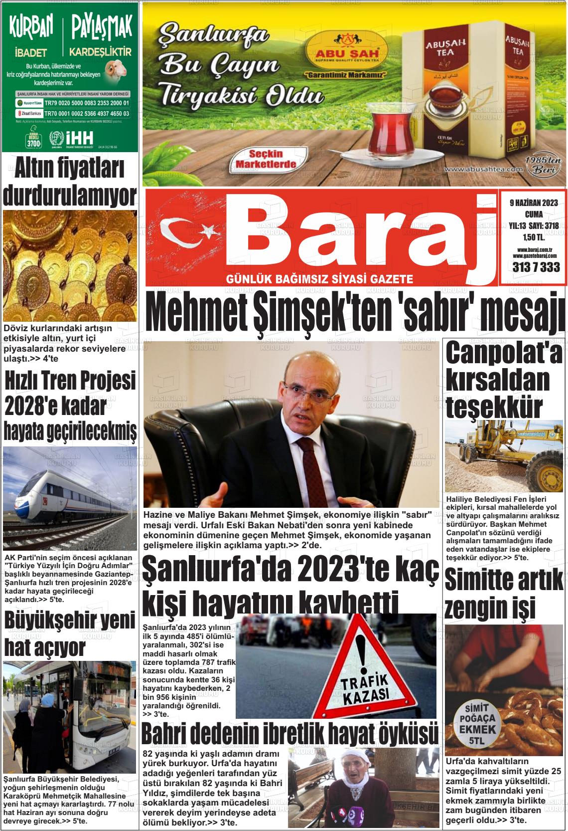 11 Haziran 2023 Baraj Gazete Manşeti