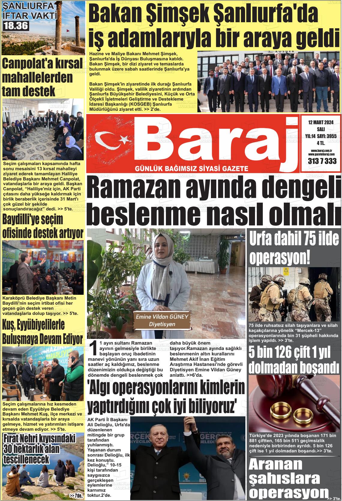 12 Mart 2024 Baraj Gazete Manşeti