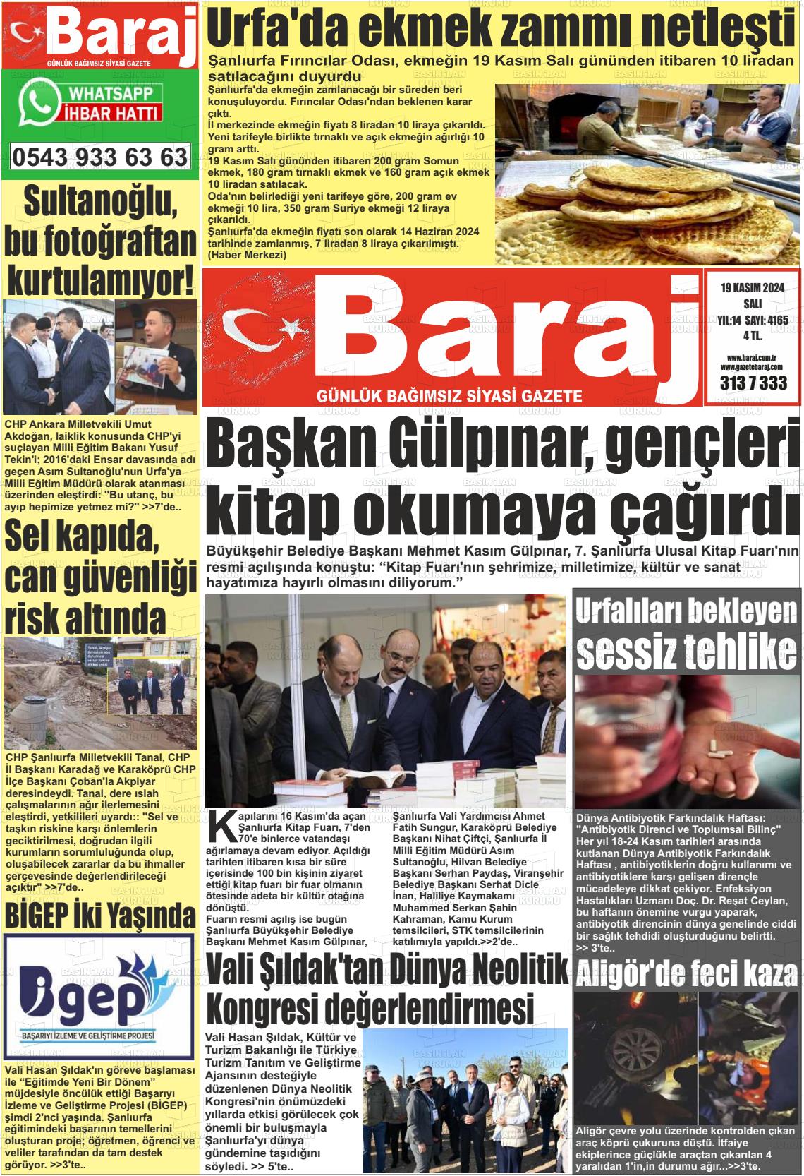 19 Kasım 2024 Baraj Gazete Manşeti