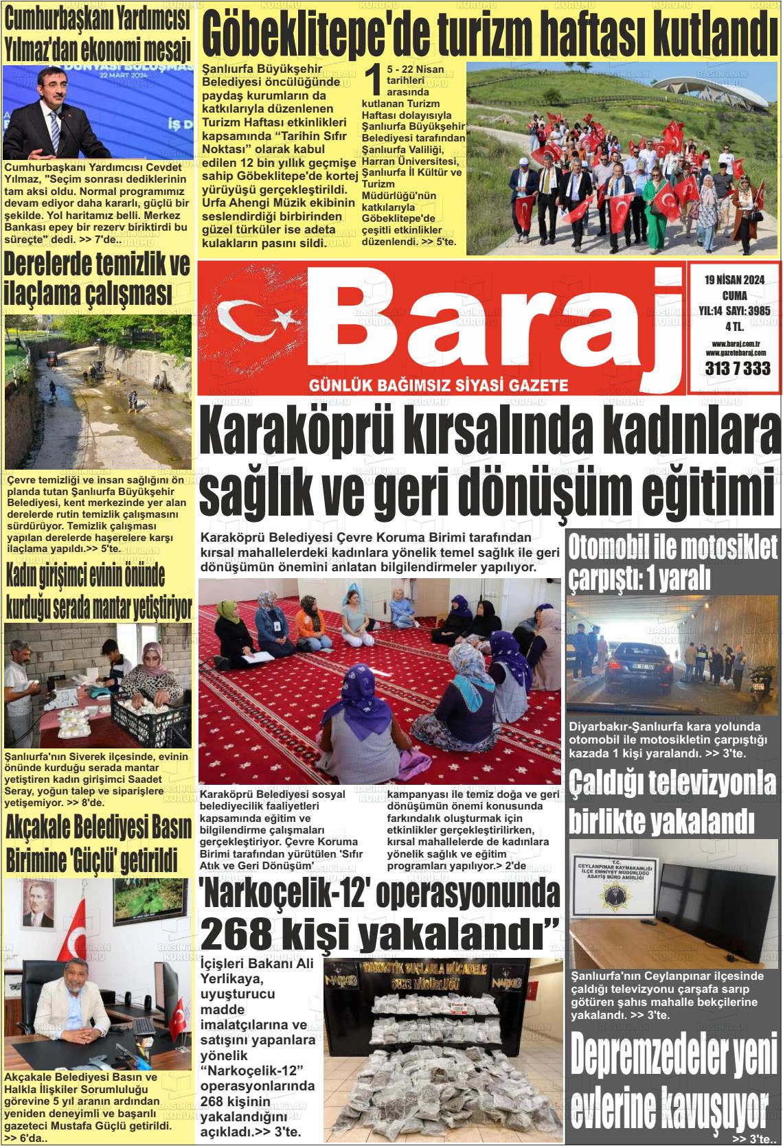 19 Nisan 2024 Baraj Gazete Manşeti