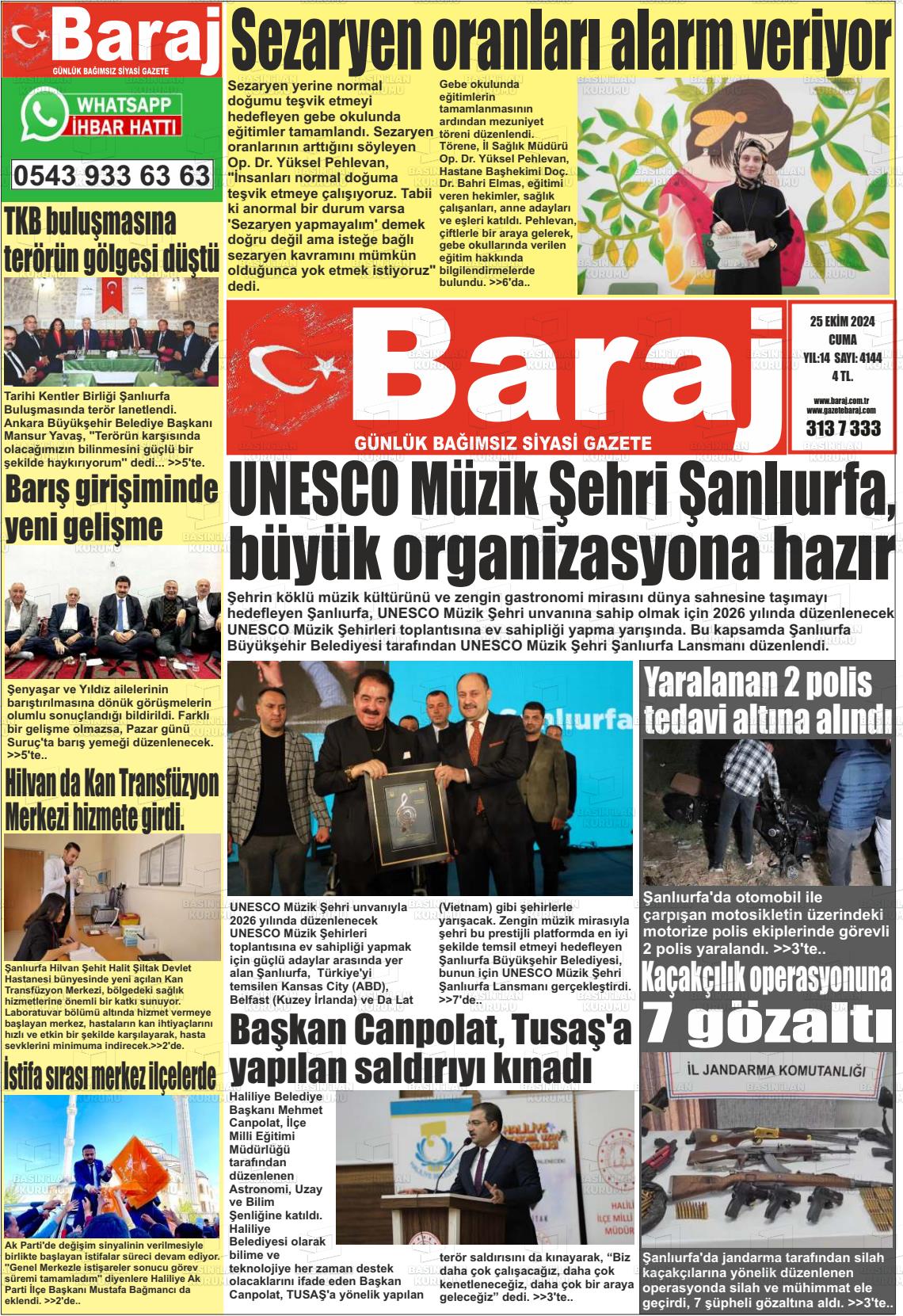 26 Ekim 2024 Baraj Gazete Manşeti