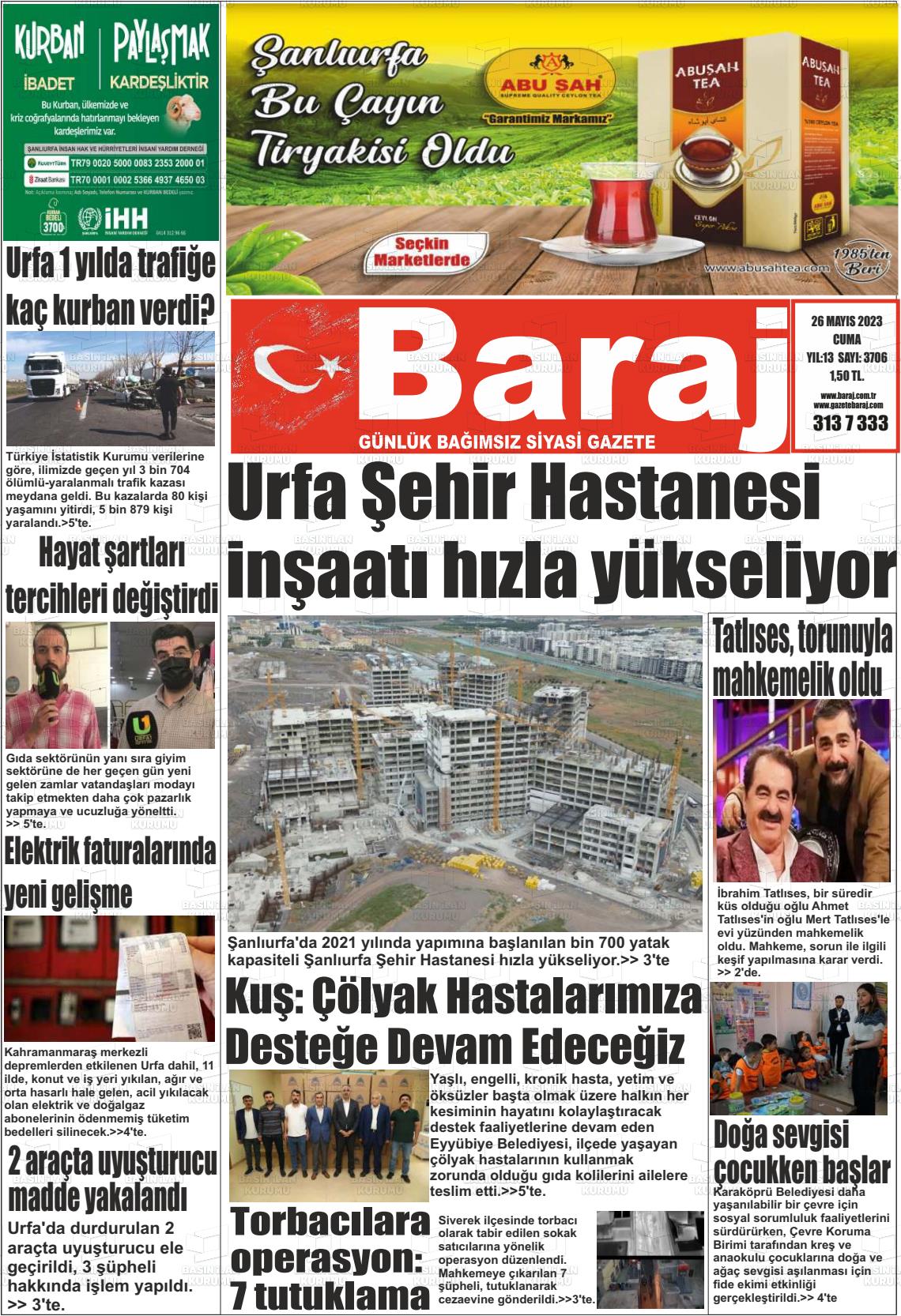 26 Mayıs 2023 Baraj Gazete Manşeti