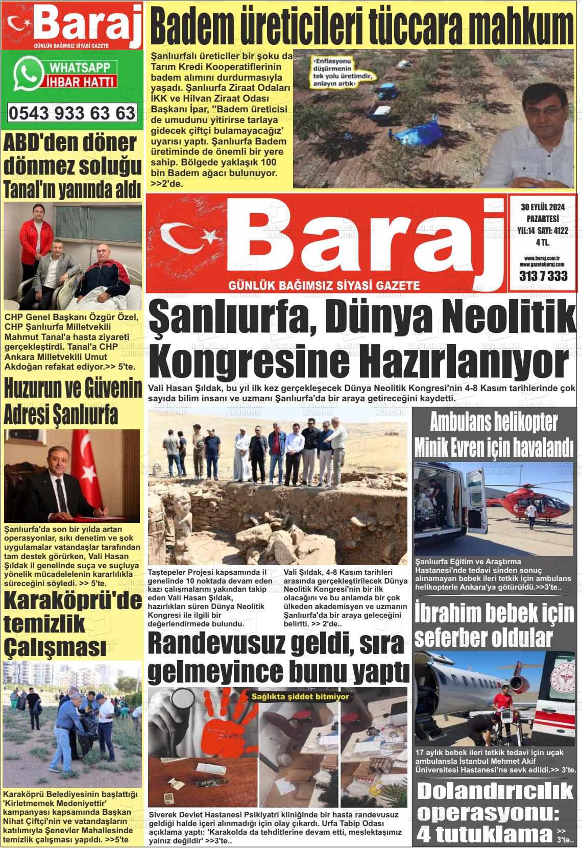 30 Eylül 2024 Baraj Gazete Manşeti