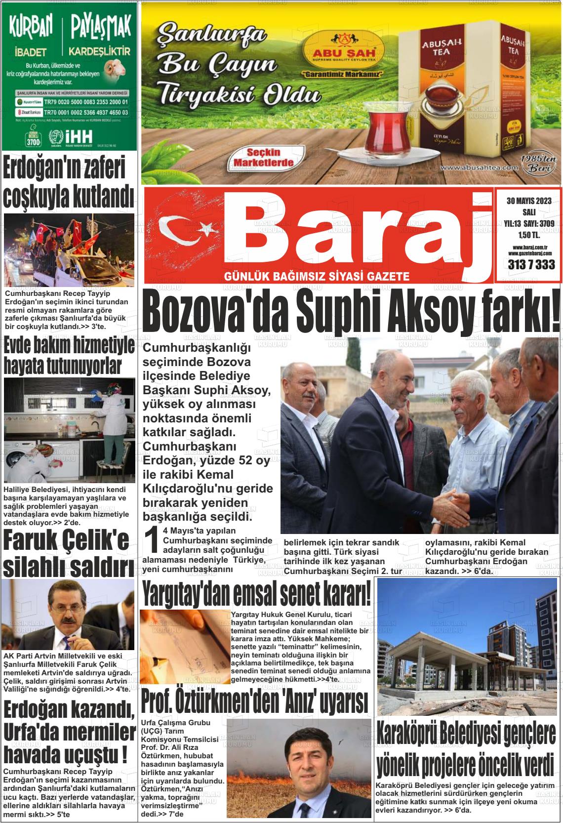 30 Mayıs 2023 Baraj Gazete Manşeti