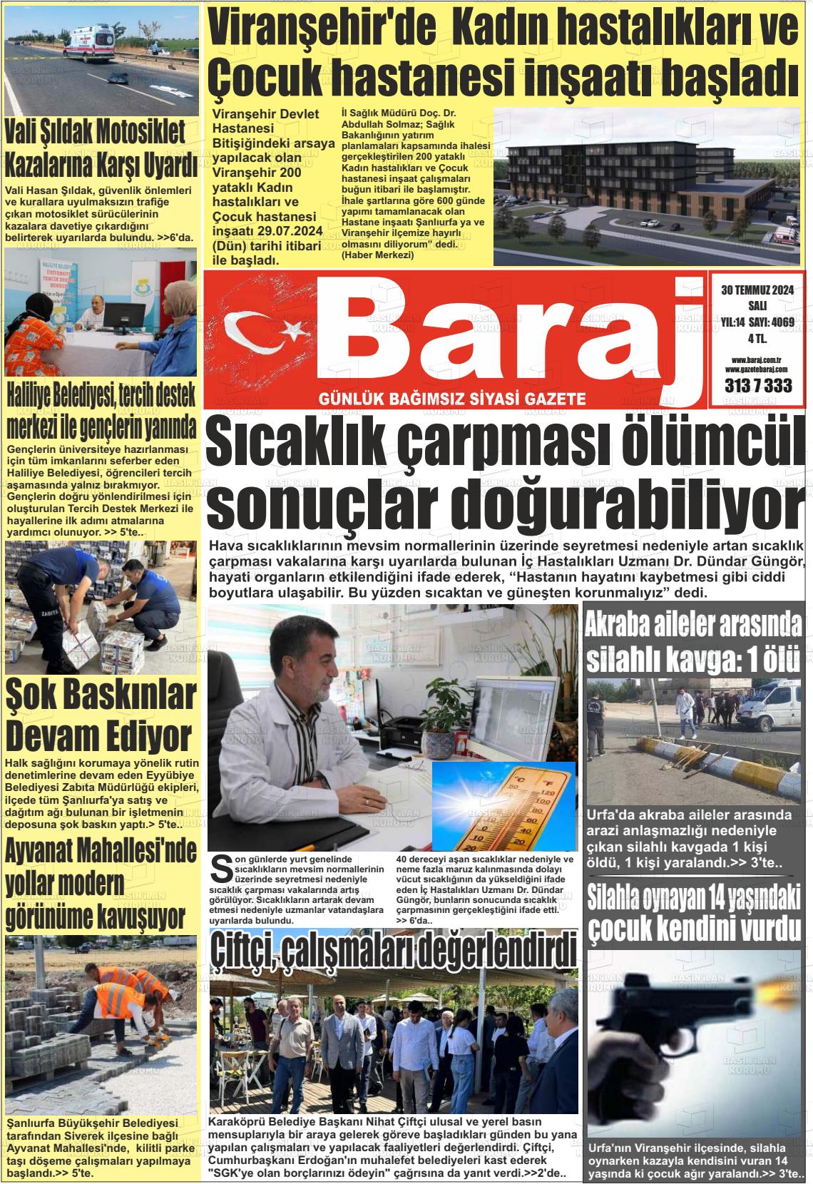 30 Temmuz 2024 Baraj Gazete Manşeti