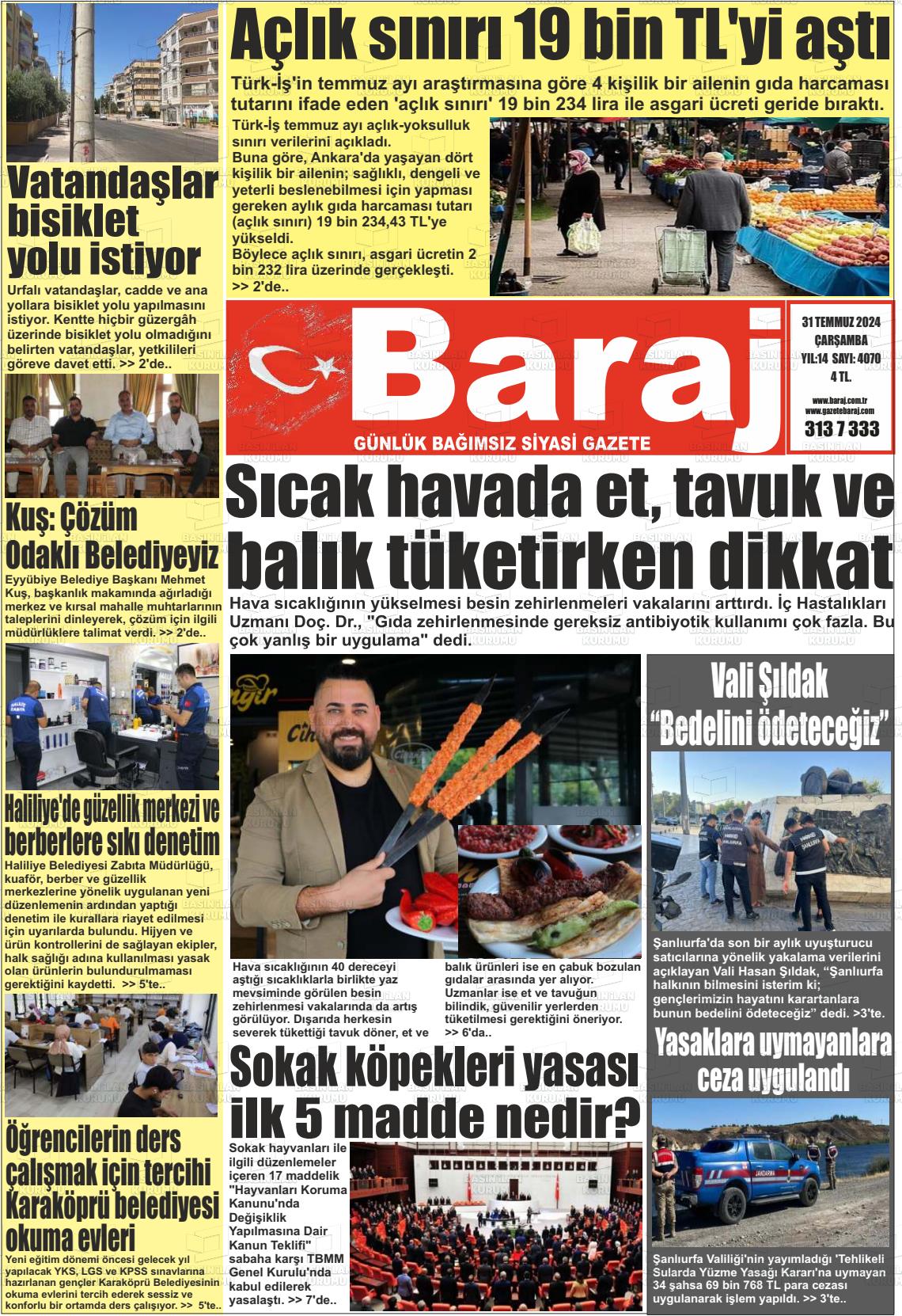 31 Temmuz 2024 Baraj Gazete Manşeti