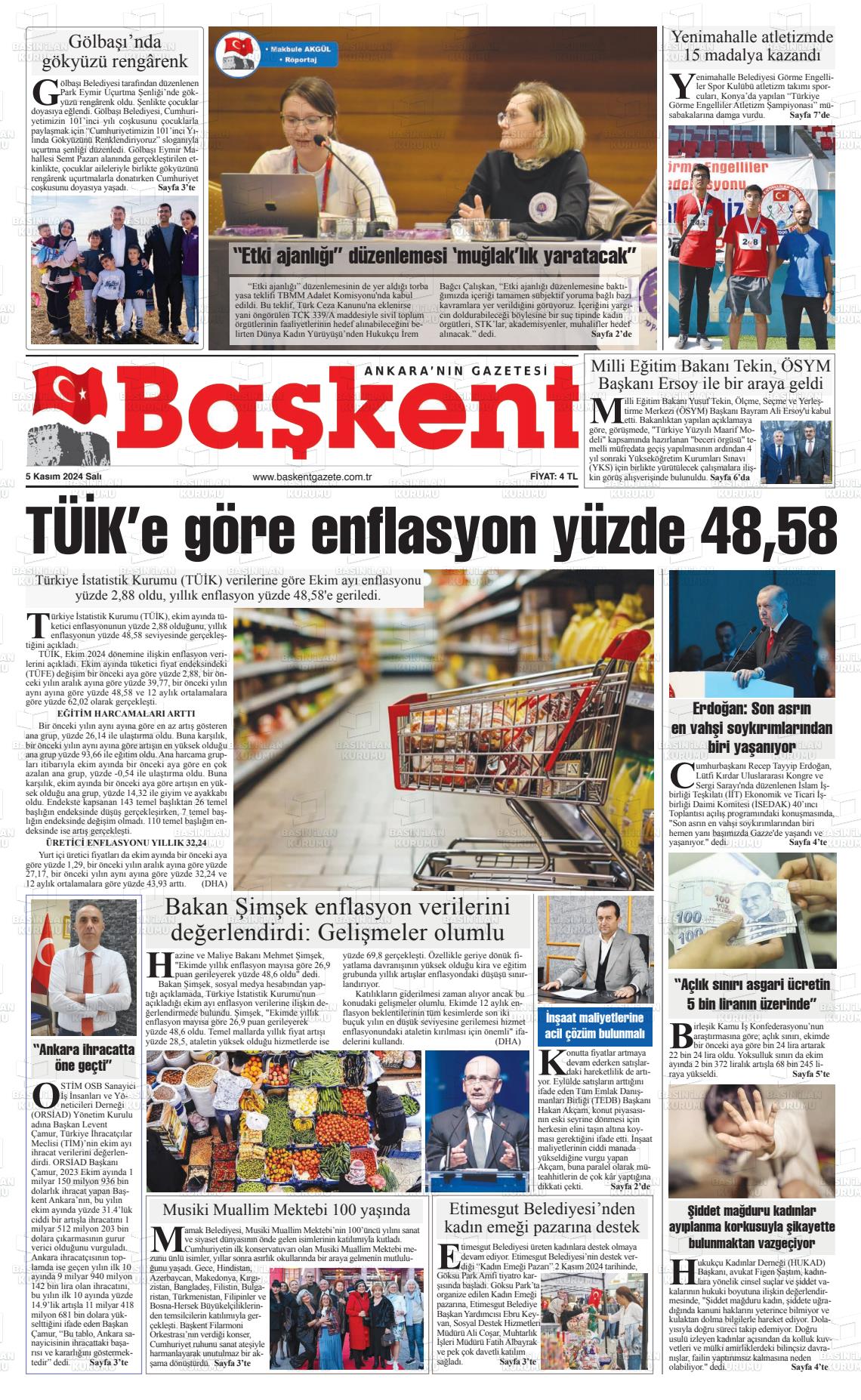 05 Kasım 2024 Ankara Başkent Gazete Manşeti