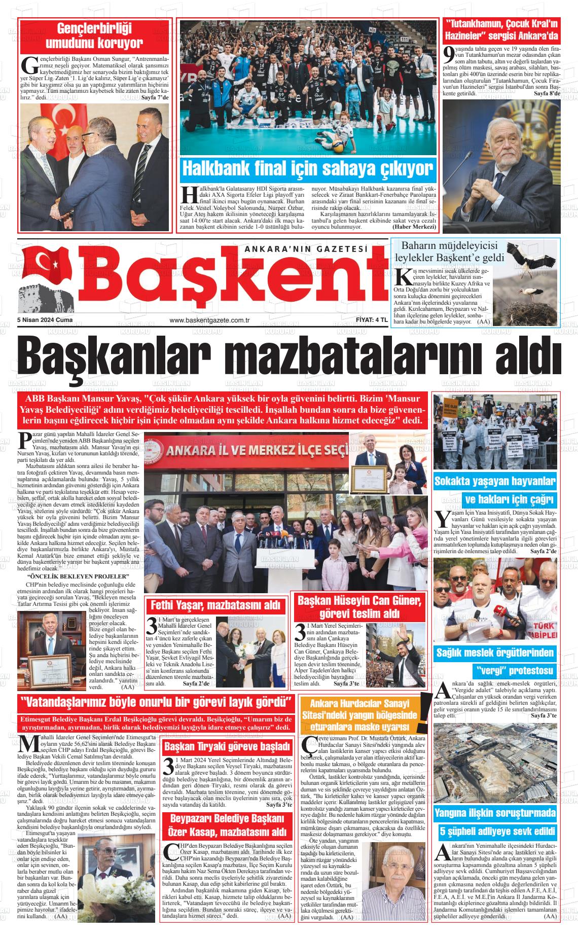 05 Nisan 2024 Ankara Başkent Gazete Manşeti