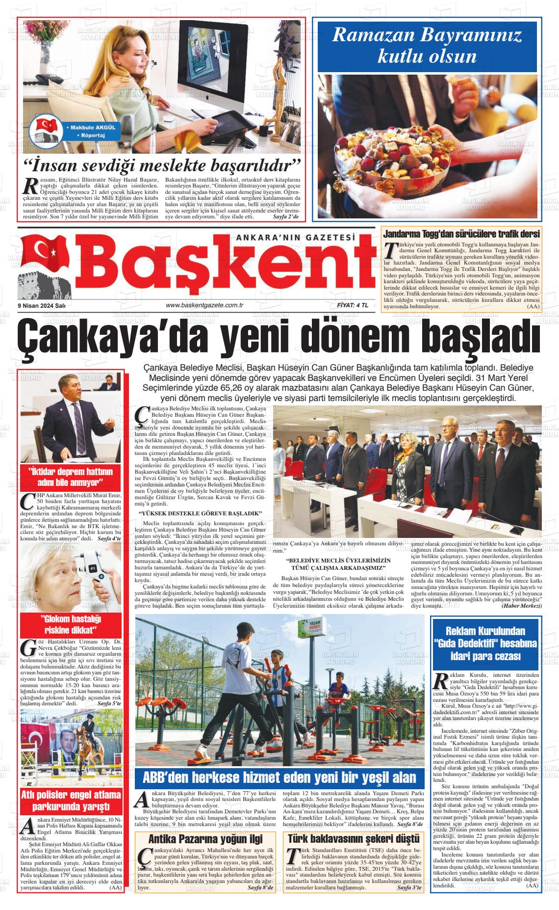 09 Nisan 2024 Ankara Başkent Gazete Manşeti