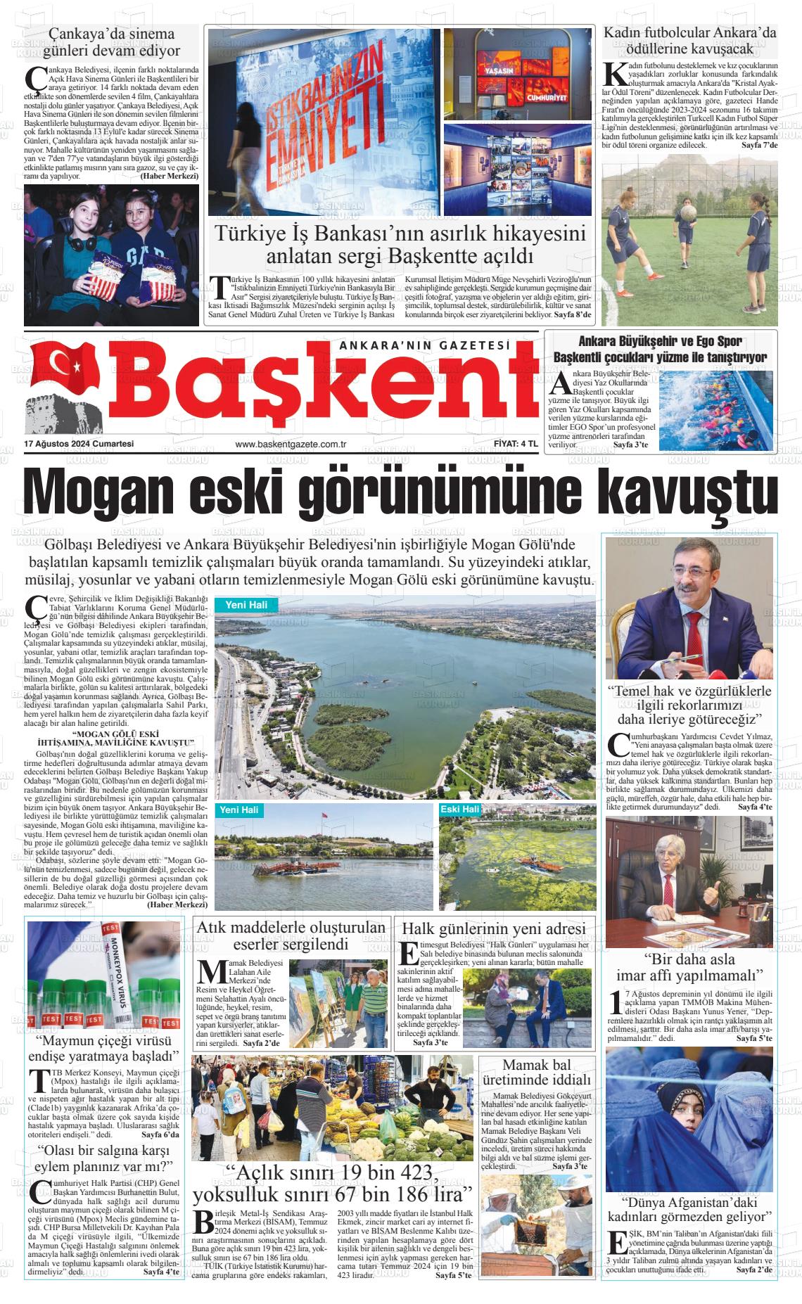 17 Ağustos 2024 Ankara Başkent Gazete Manşeti