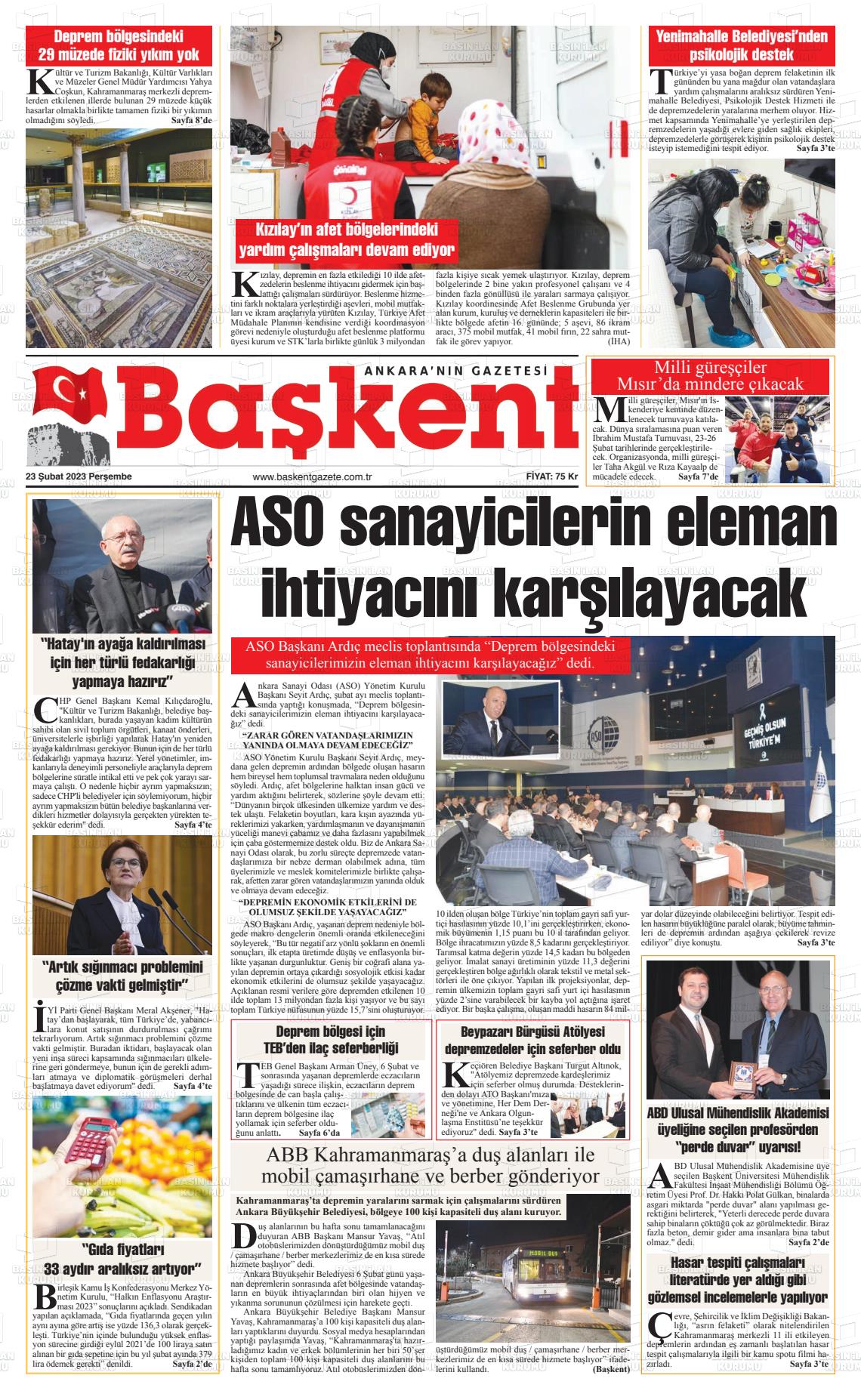 04 Mart 2023 Ankara Başkent Gazete Manşeti