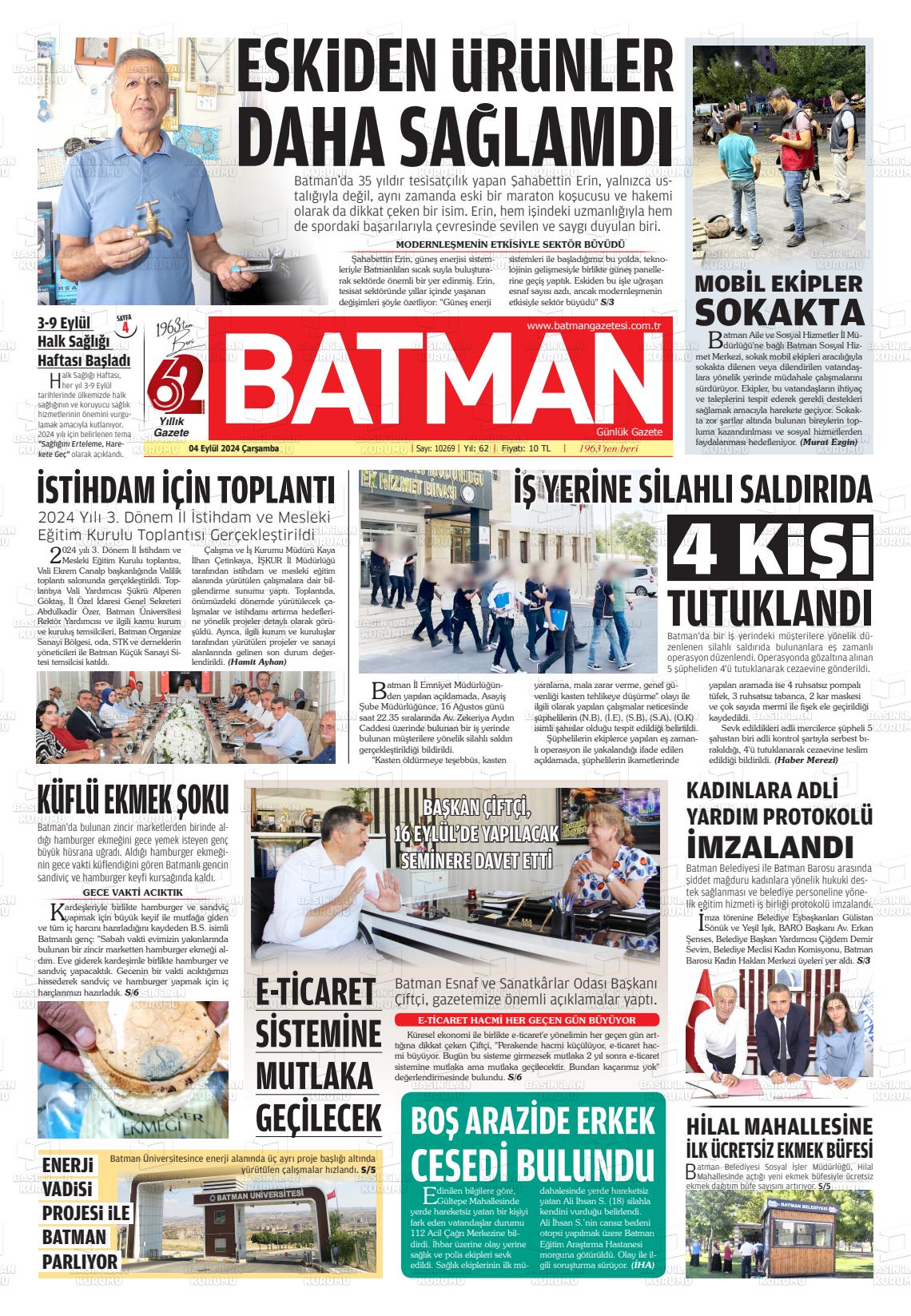 04 Eylül 2024 BATMAN GAZETESİ Gazete Manşeti