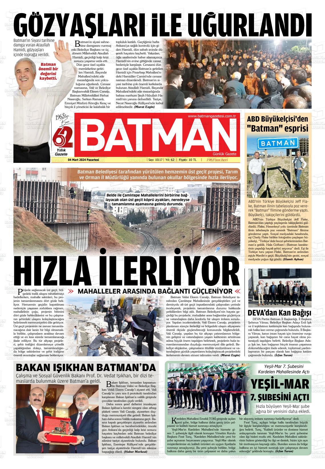 04 Mart 2024 BATMAN GAZETESİ Gazete Manşeti