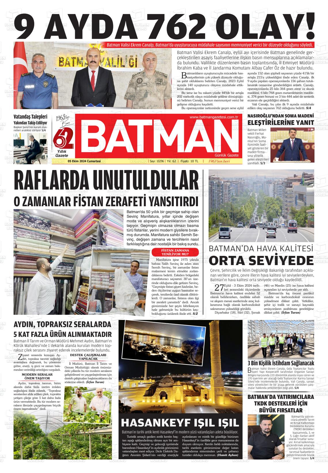 05 Ekim 2024 BATMAN GAZETESİ Gazete Manşeti