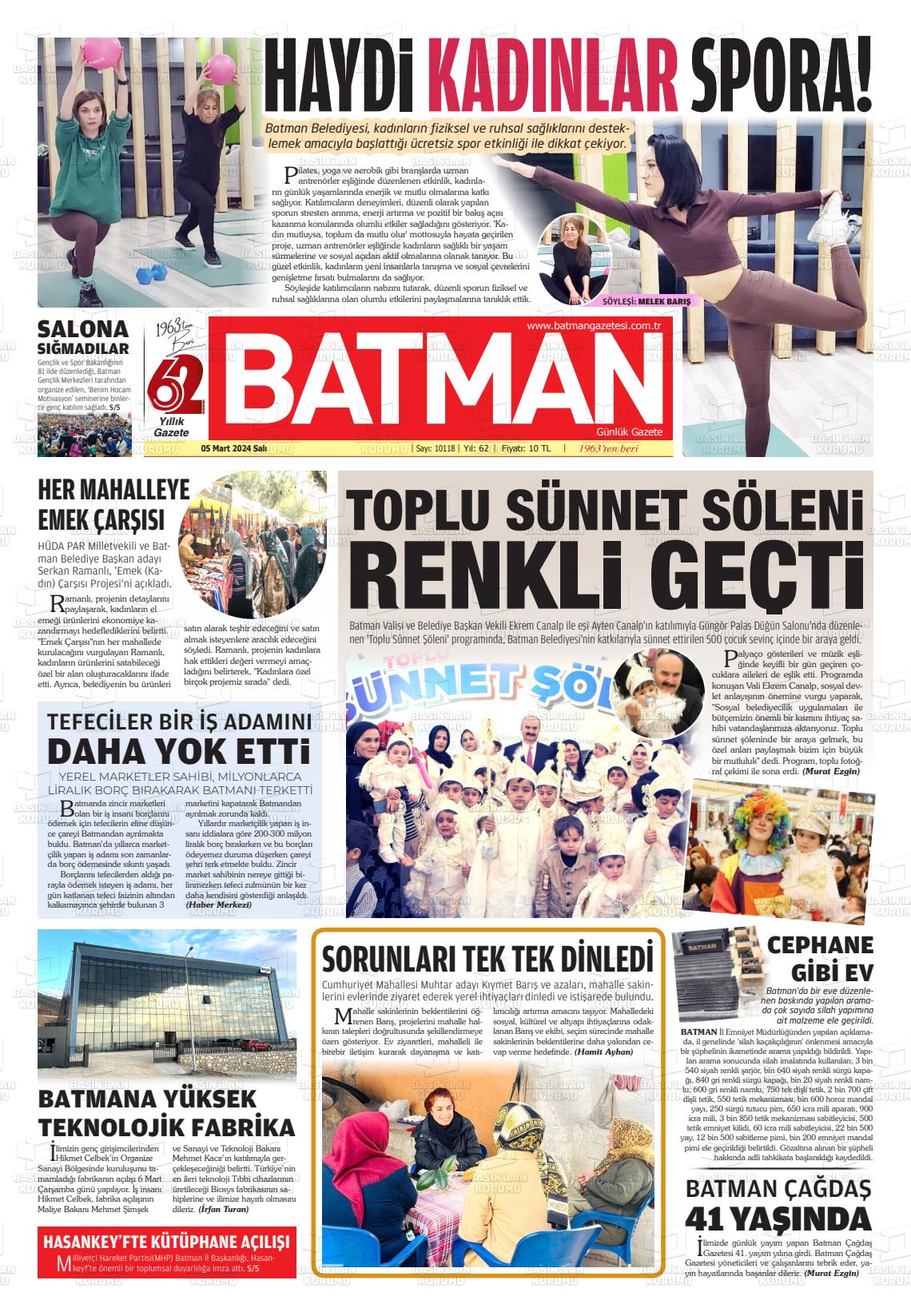 05 Mart 2024 BATMAN GAZETESİ Gazete Manşeti