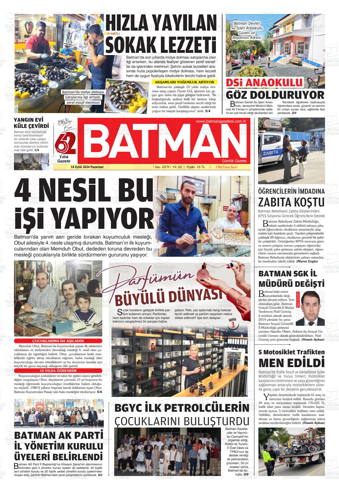 16 Eylül 2024 BATMAN GAZETESİ Gazete Manşeti