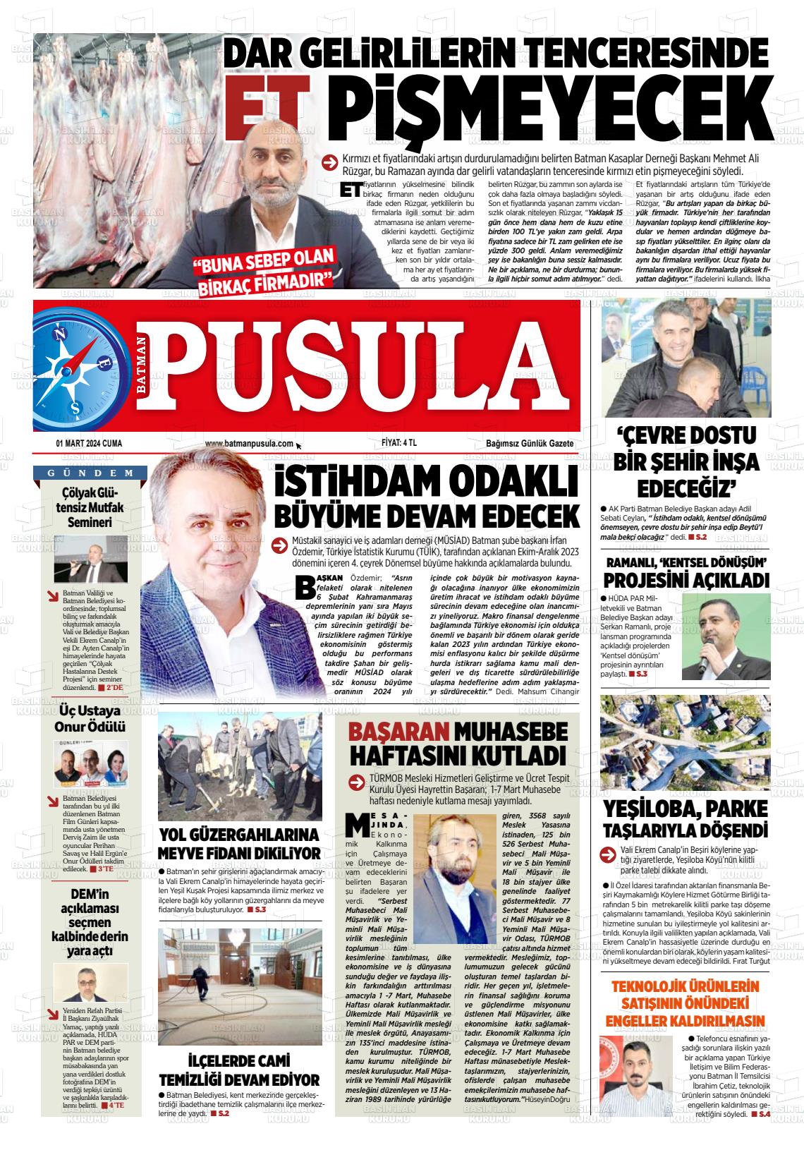 01 Mart 2024 Batman Pusula Gazete Manşeti