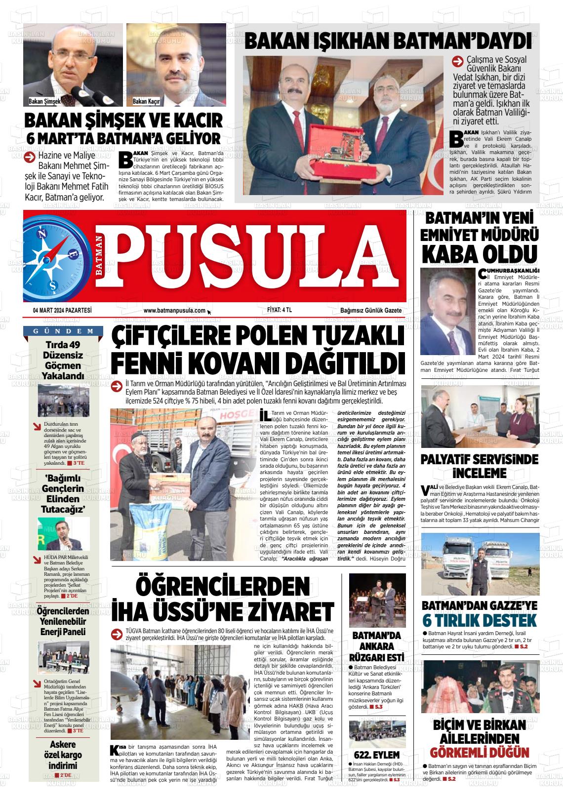 04 Mart 2024 Batman Pusula Gazete Manşeti