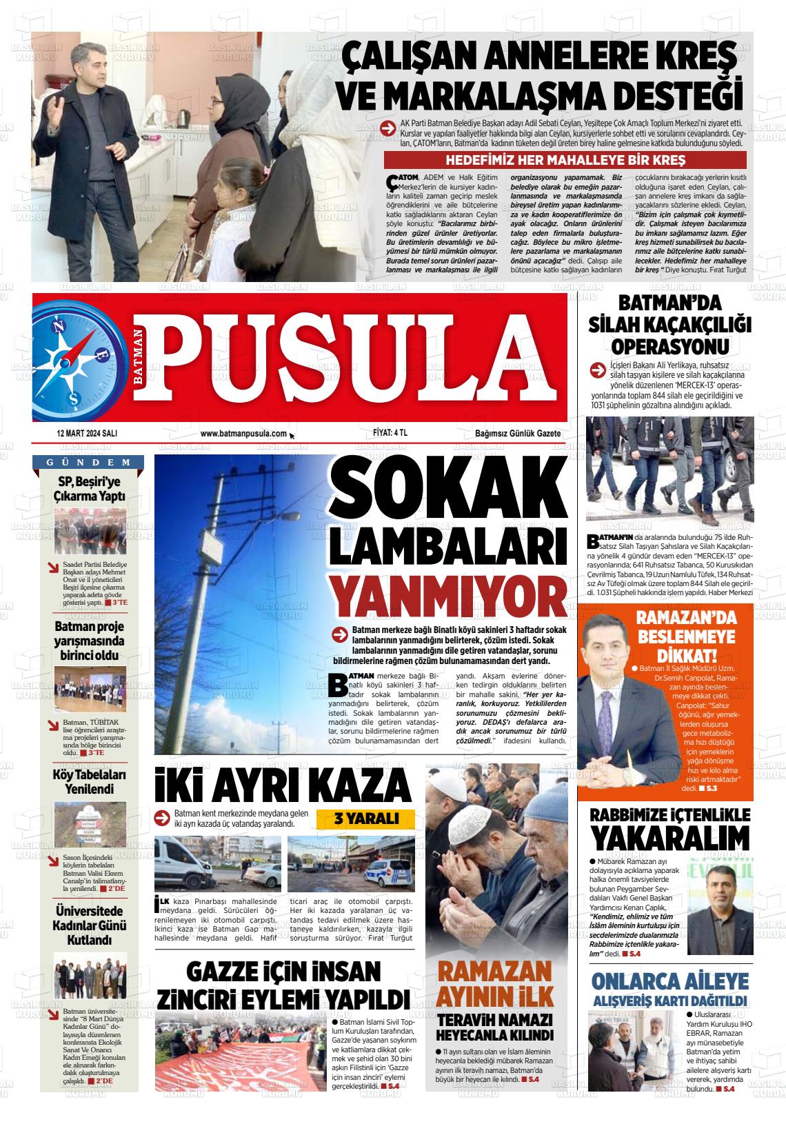 12 Mart 2024 Batman Pusula Gazete Manşeti