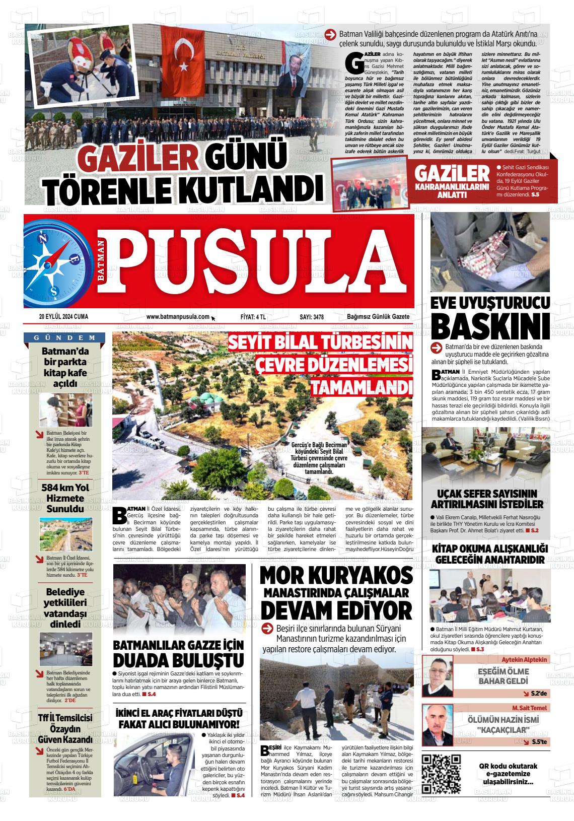 21 Eylül 2024 Batman Pusula Gazete Manşeti