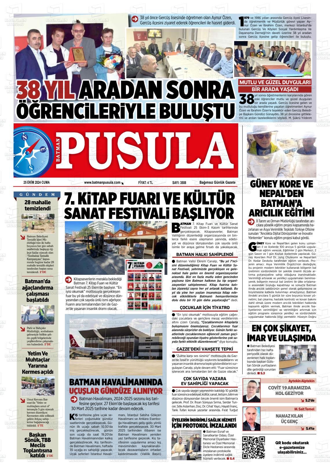 25 Ekim 2024 Batman Pusula Gazete Manşeti