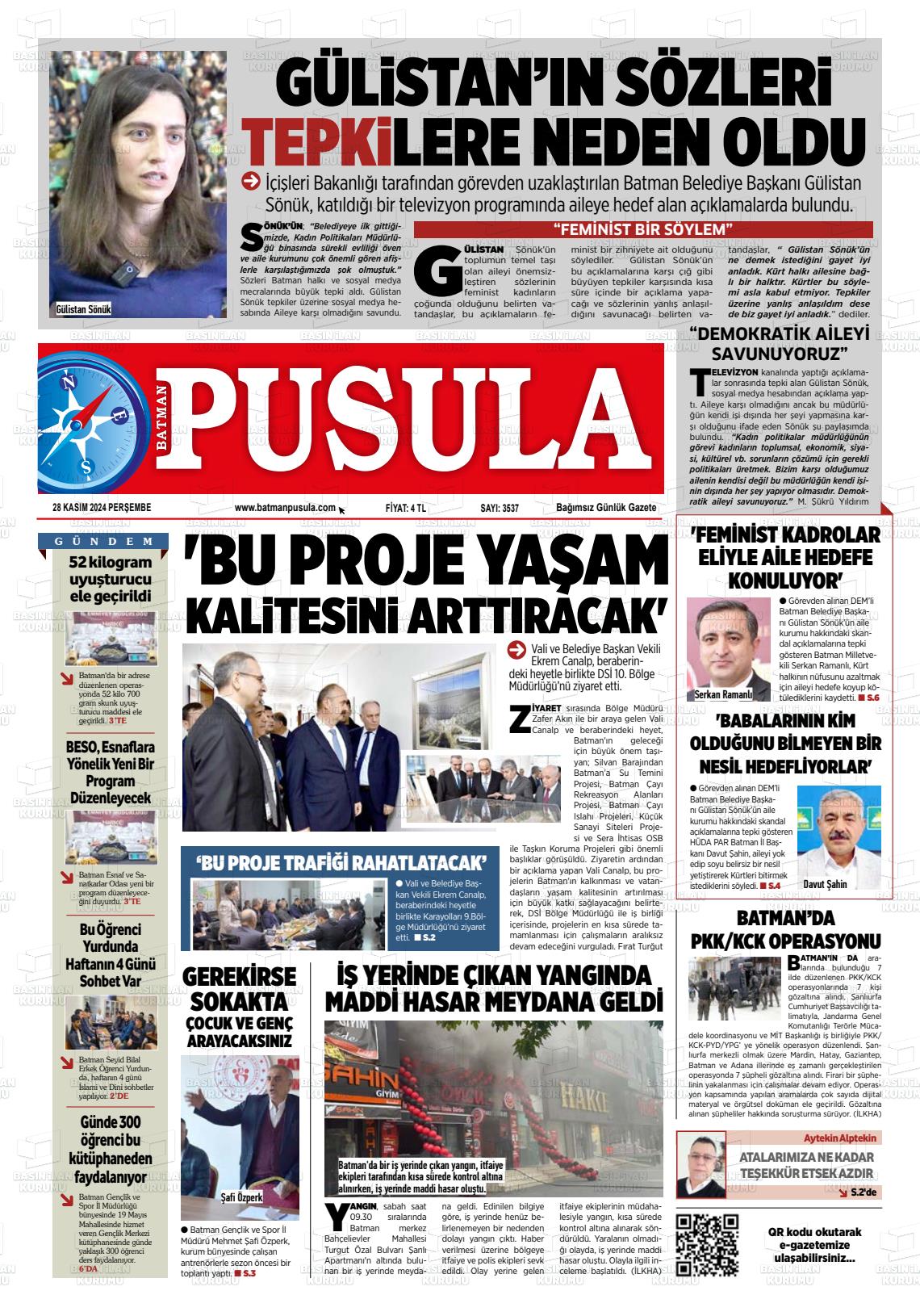 02 Aralık 2024 Batman Pusula Gazete Manşeti