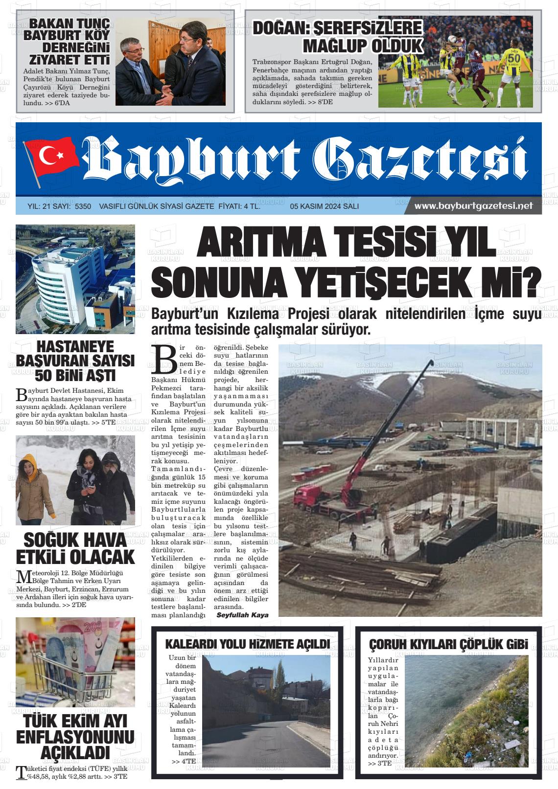 05 Kasım 2024 Bayburt Sıla Gazete Manşeti