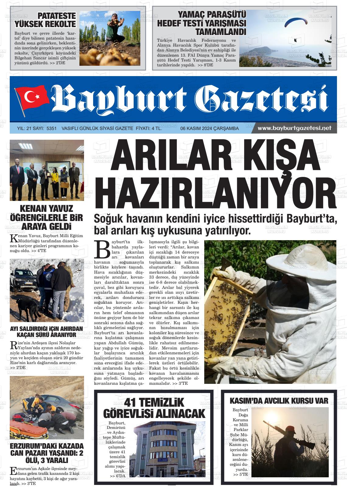 06 Kasım 2024 Bayburt Sıla Gazete Manşeti