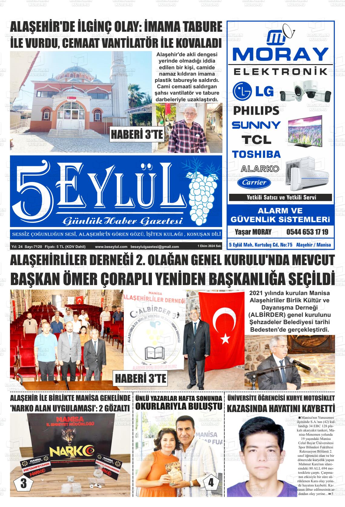 01 Ekim 2024 5 Eylül Gazete Manşeti