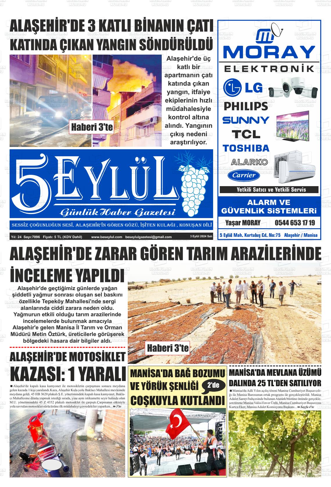 03 Eylül 2024 5 Eylül Gazete Manşeti