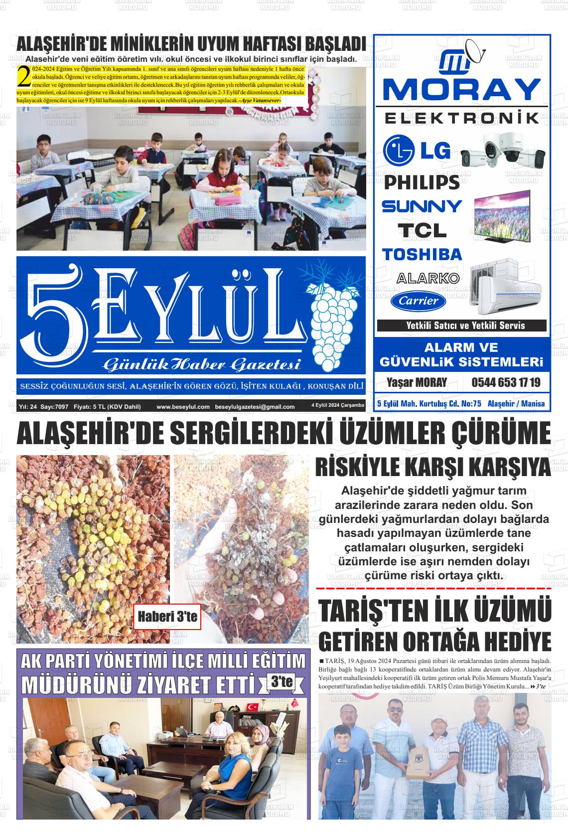 04 Eylül 2024 5 Eylül Gazete Manşeti