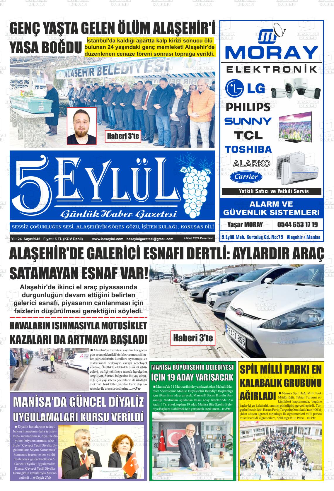 04 Mart 2024 5 Eylül Gazete Manşeti