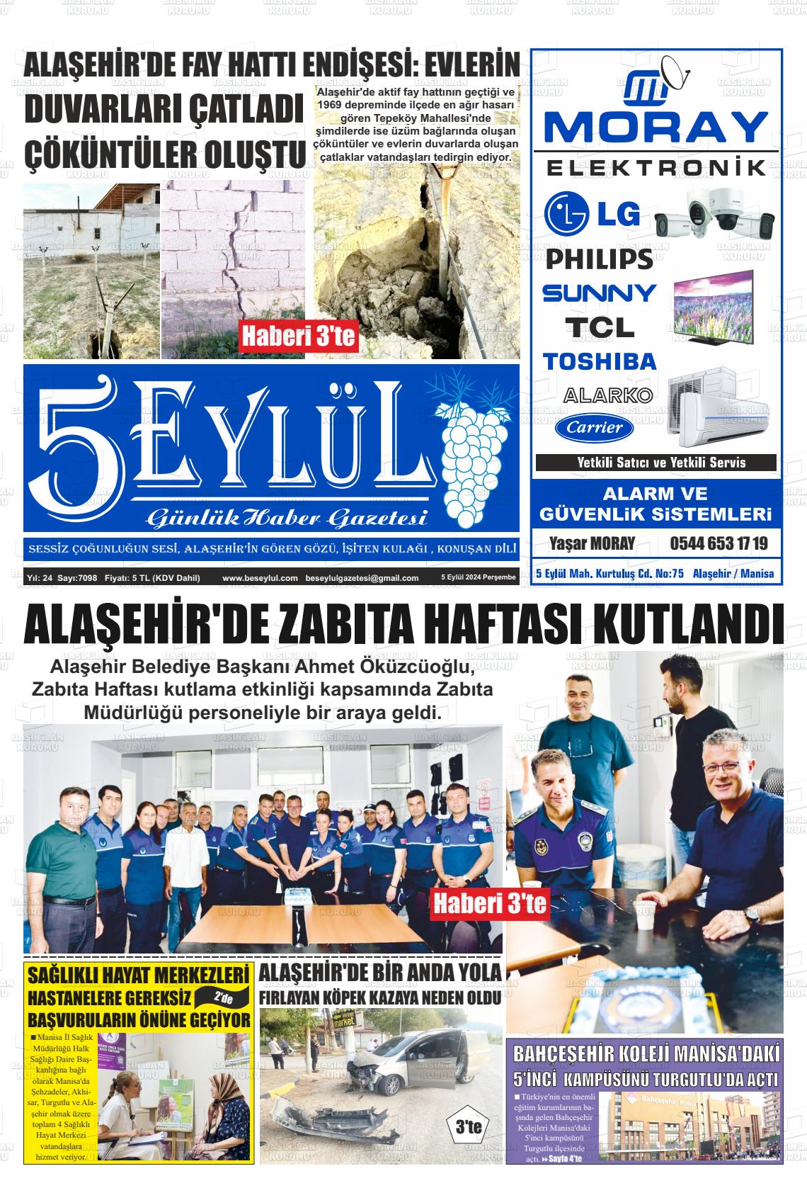 05 Eylül 2024 5 Eylül Gazete Manşeti