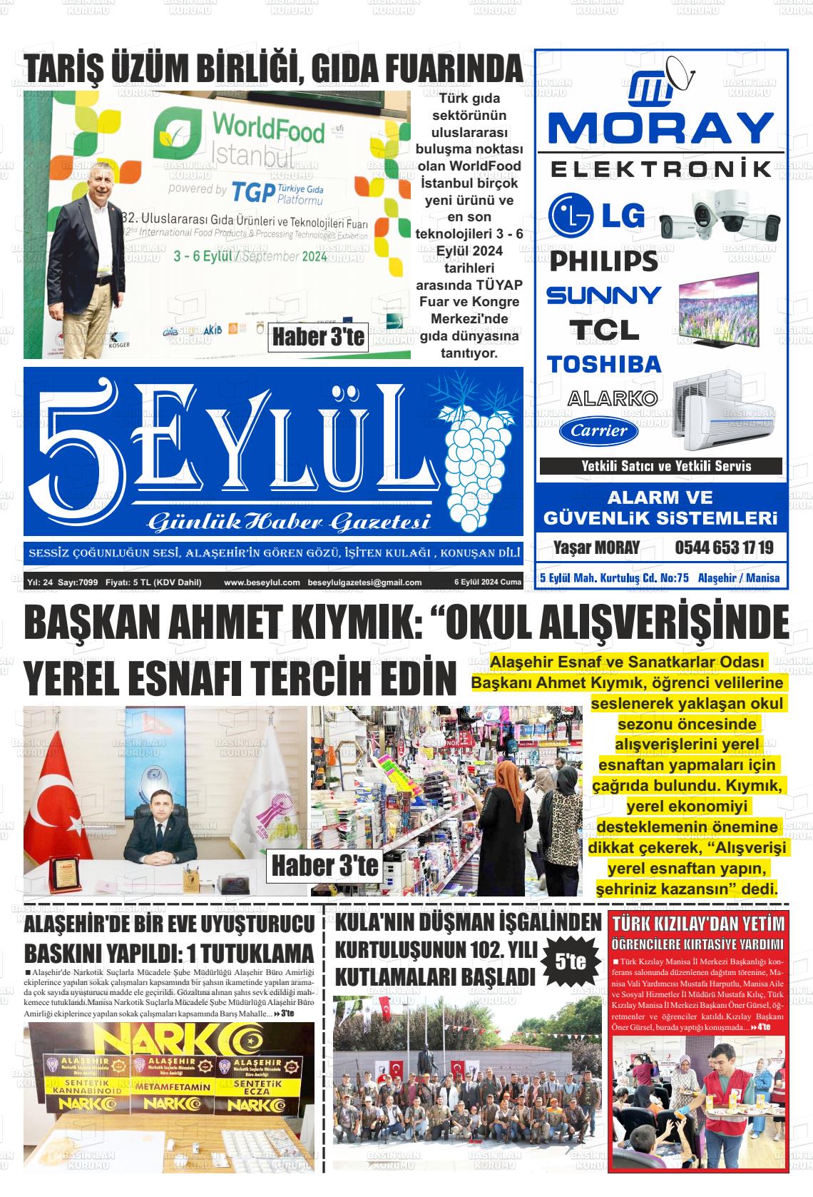 06 Eylül 2024 5 Eylül Gazete Manşeti