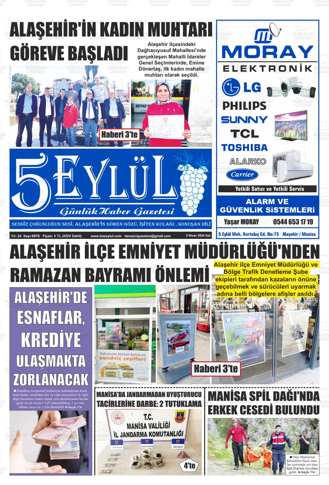 09 Nisan 2024 5 Eylül Gazete Manşeti