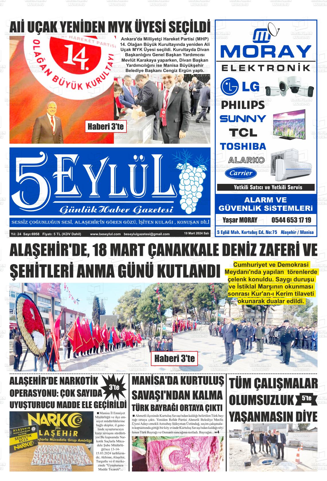 19 Mart 2024 5 Eylül Gazete Manşeti