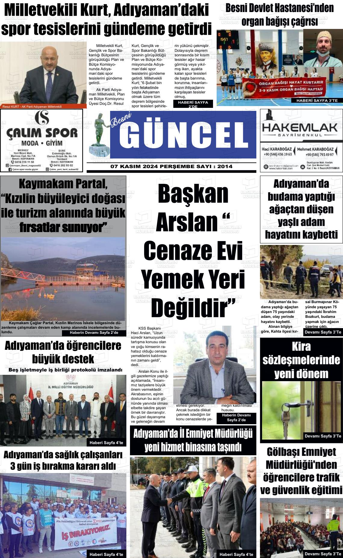 07 Kasım 2024 Besni Güncel Gazete Manşeti