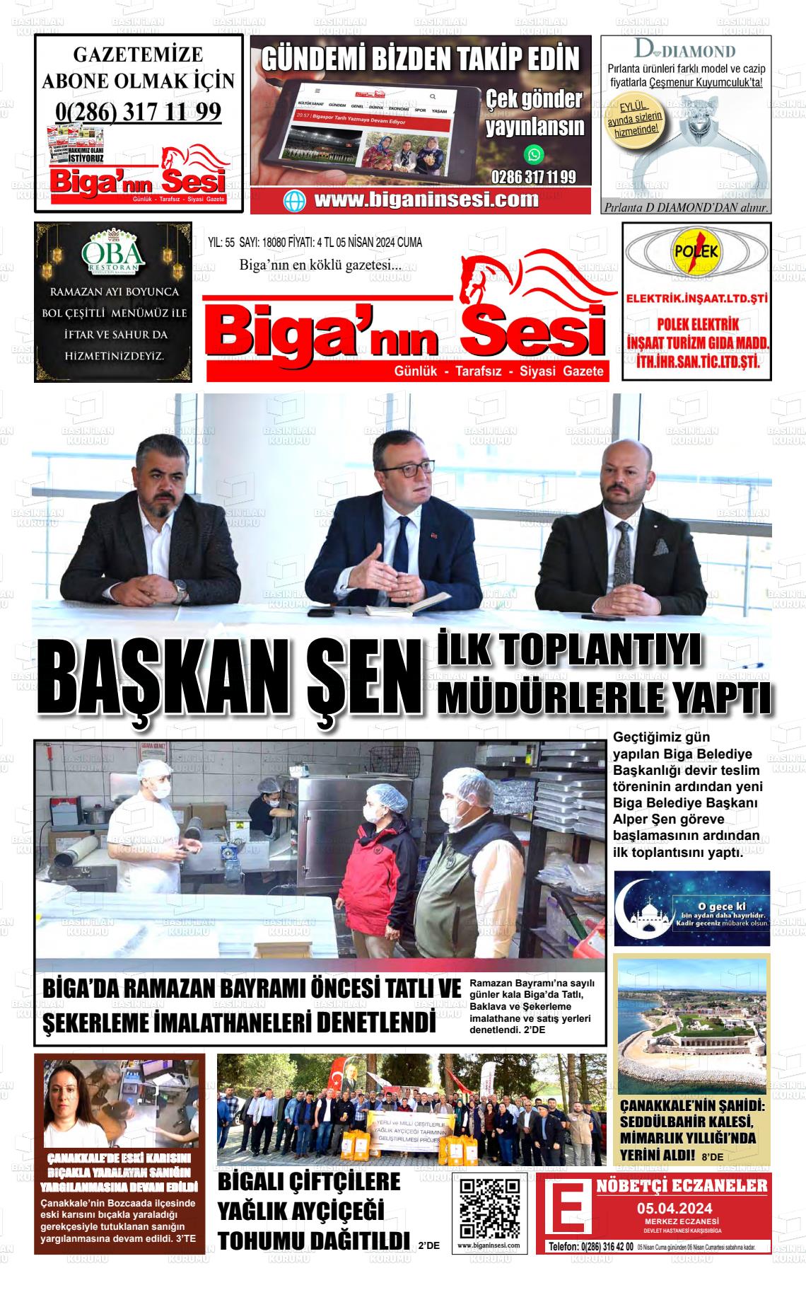 05 Nisan 2024 Biga'nın Sesi Gazete Manşeti