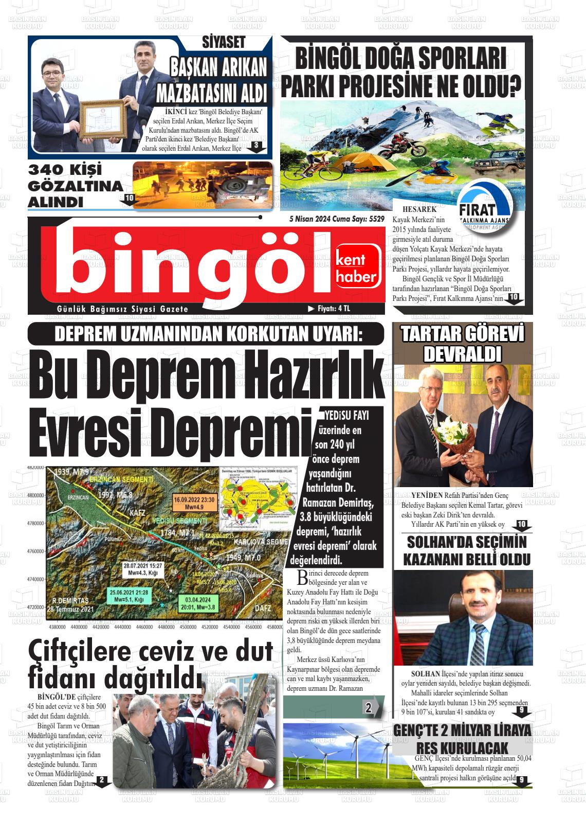 05 Nisan 2024 Bingöl Kent Haber Gazete Manşeti