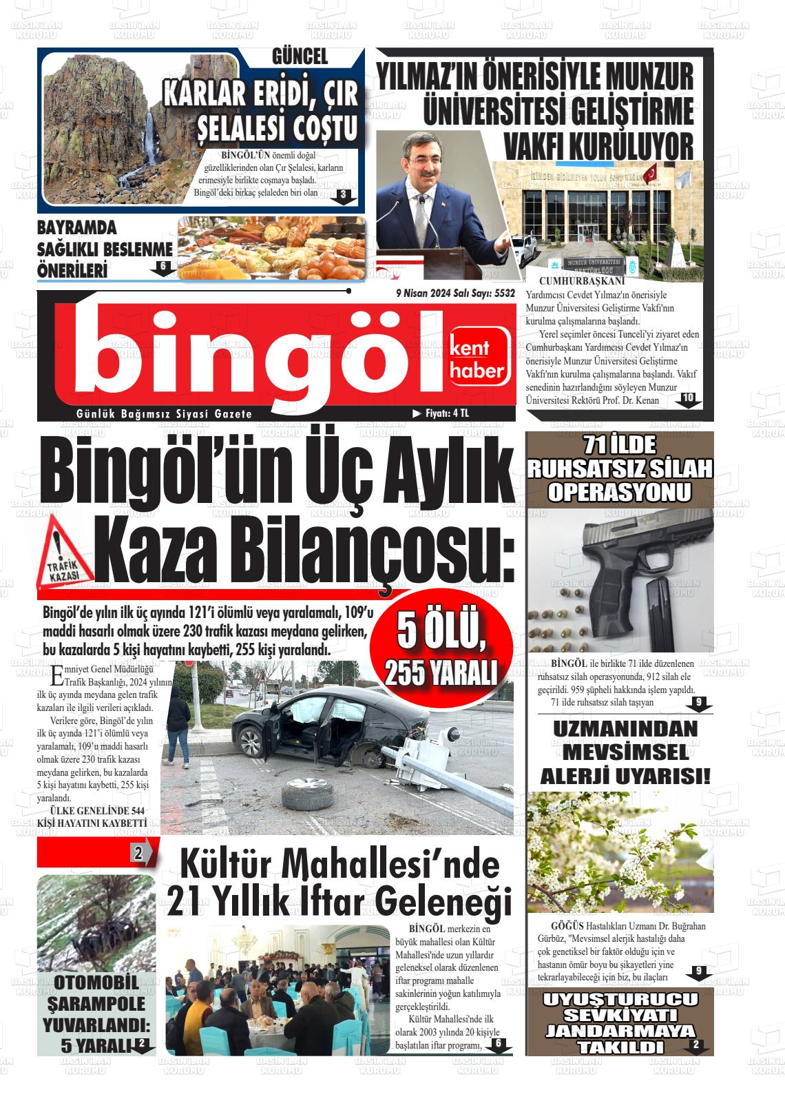 09 Nisan 2024 Bingöl Kent Haber Gazete Manşeti