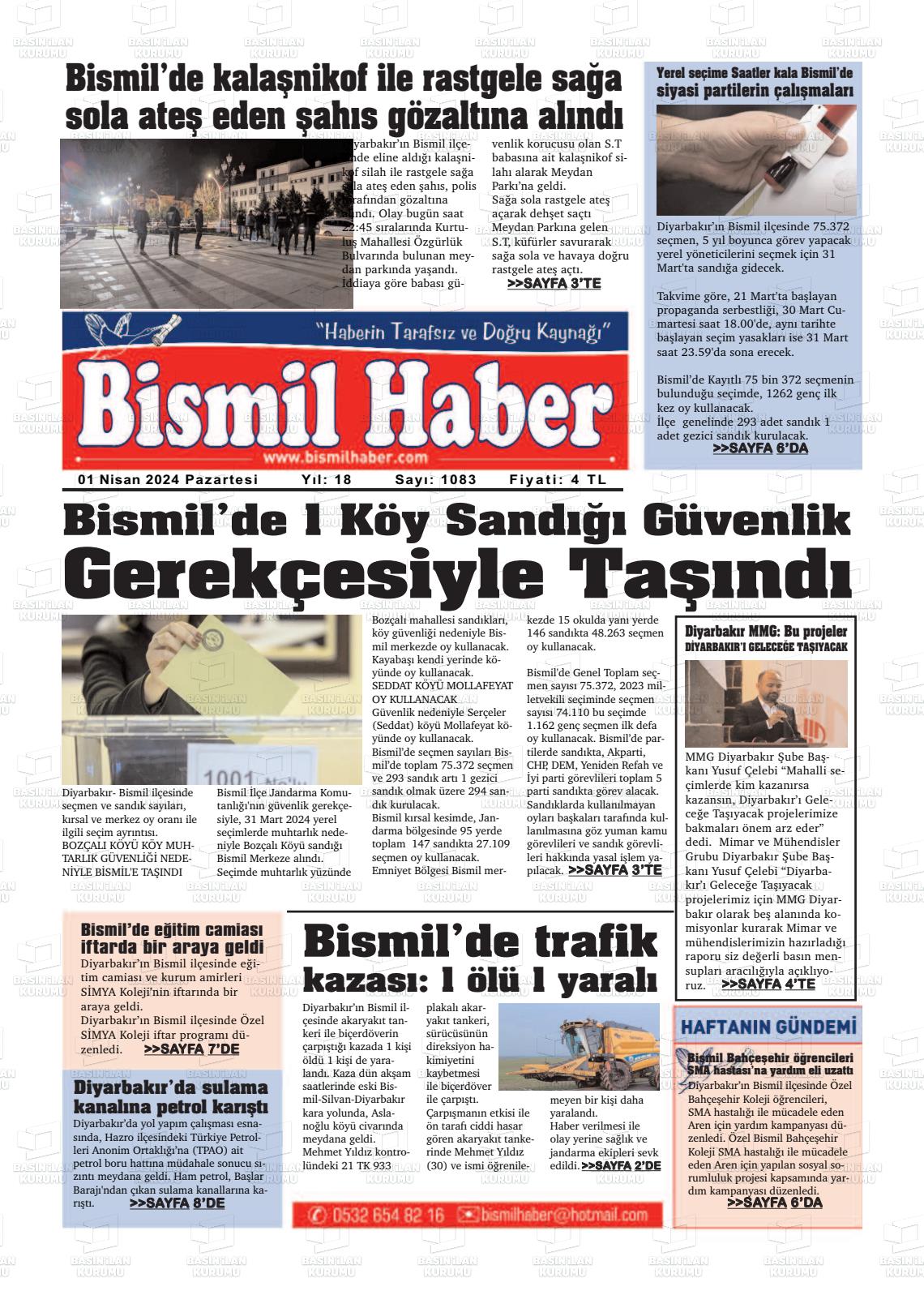 01 Nisan 2024 Bismil Haber Gazete Manşeti