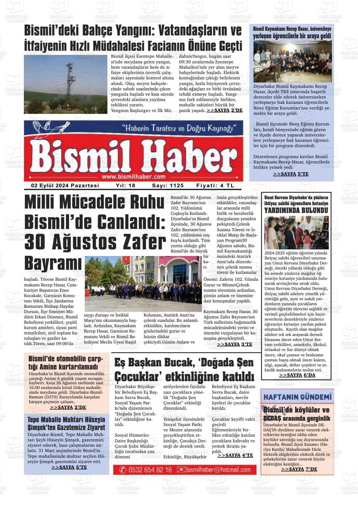 02 Eylül 2024 Bismil Haber Gazete Manşeti