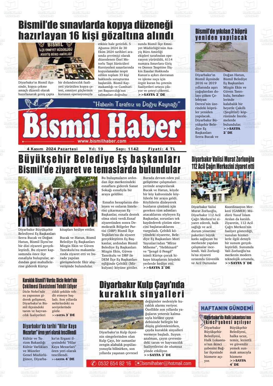 04 Kasım 2024 Bismil Haber Gazete Manşeti