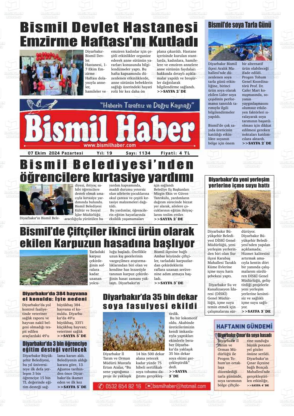 07 Ekim 2024 Bismil Haber Gazete Manşeti