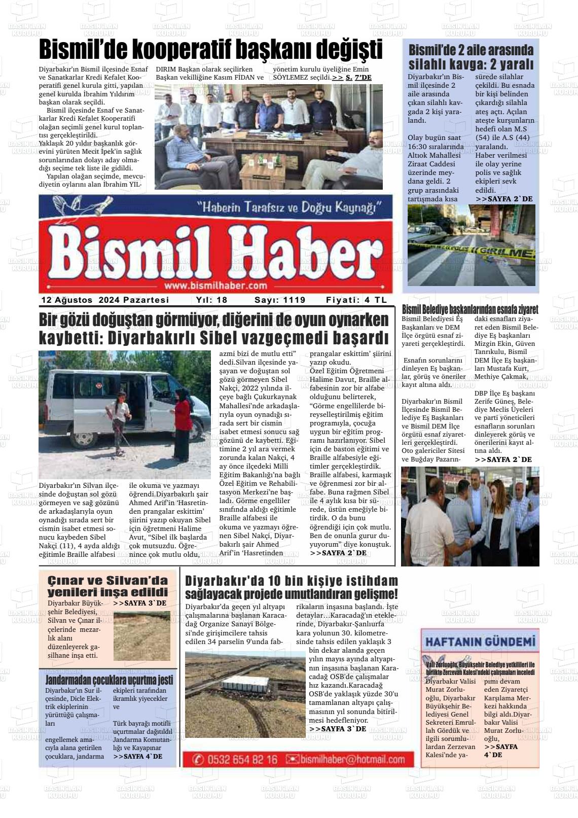 12 Ağustos 2024 Bismil Haber Gazete Manşeti