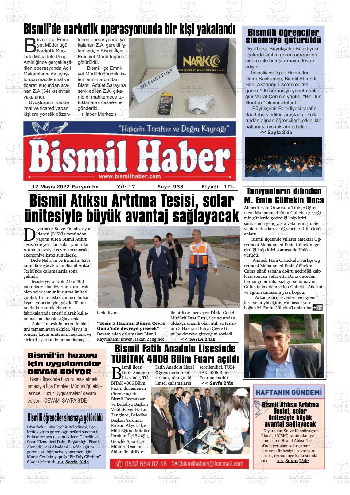 12 Mayıs 2022 Bismil Haber Gazete Manşeti