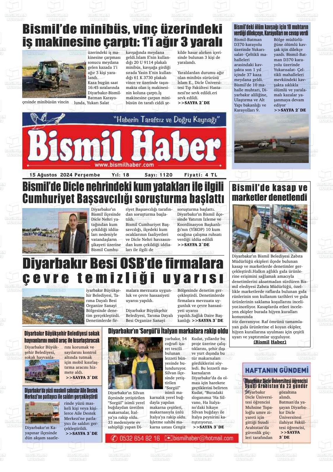 15 Ağustos 2024 Bismil Haber Gazete Manşeti